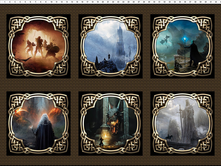 Legendary Journeys Digital Print Panel - Fantasy Block Black