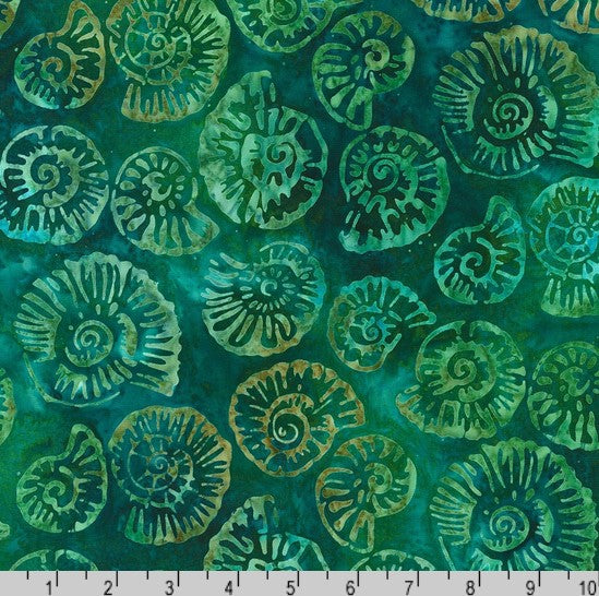 Beachcombers Batiks - Ammonites Teal