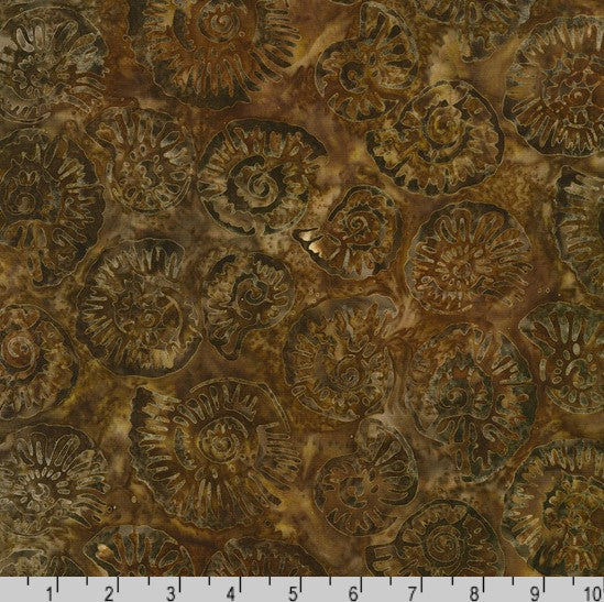 Beachcombers Batiks - Ammonites Walnut