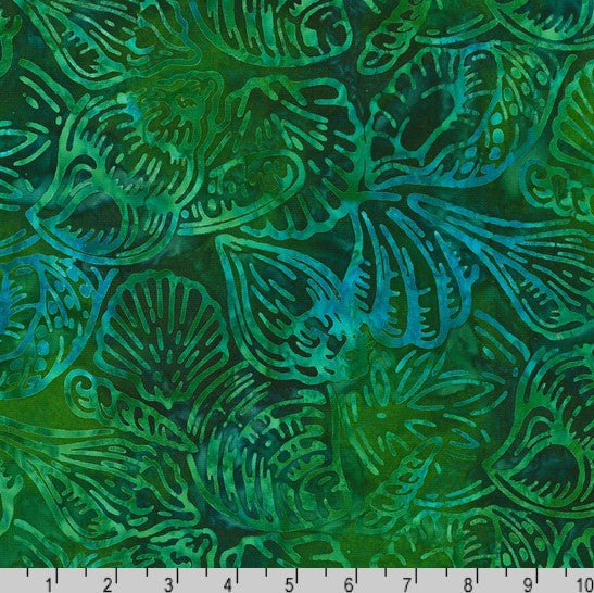 Beachcombers Batiks - Shells Evergreen