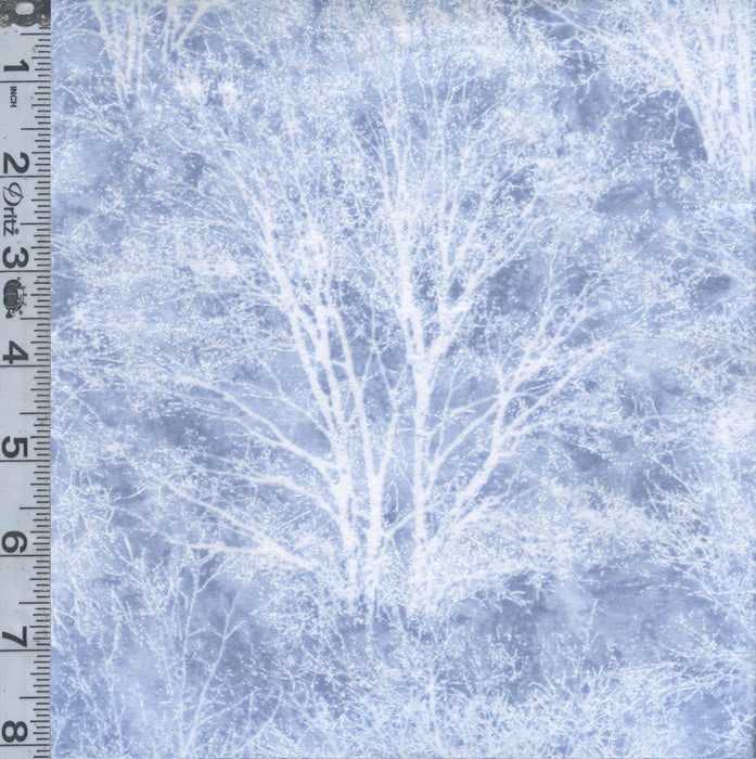 Winter Jays Flannel - Trees Med. Blue 6" Remnant