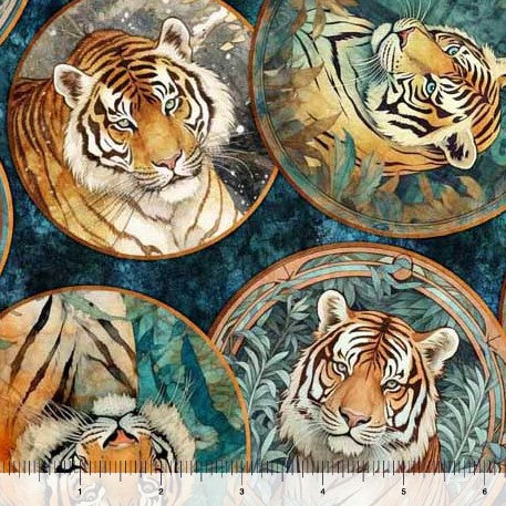 Eye of the Tiger - Tiger Circle Collage Prussian Blue
