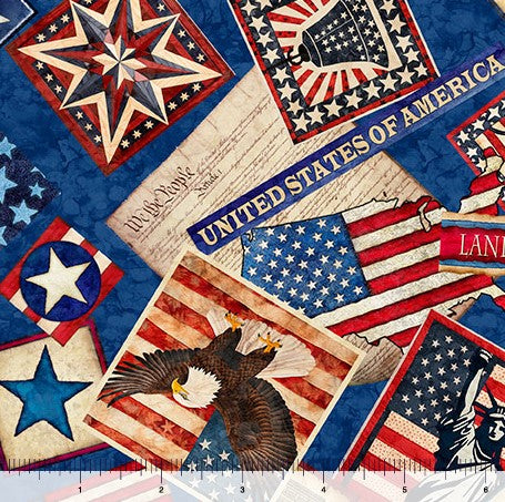 American Tapestry - Patriotic Collage Blue