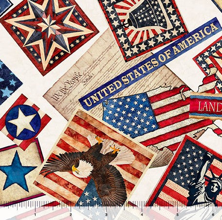 American Tapestry - Patriotic Collage Cream