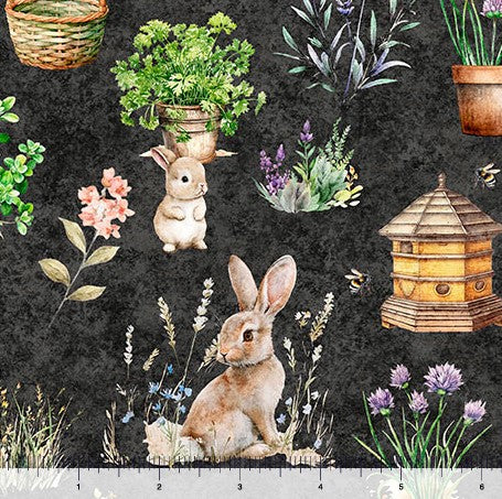 Hunny Bunny - Allover Charcoal