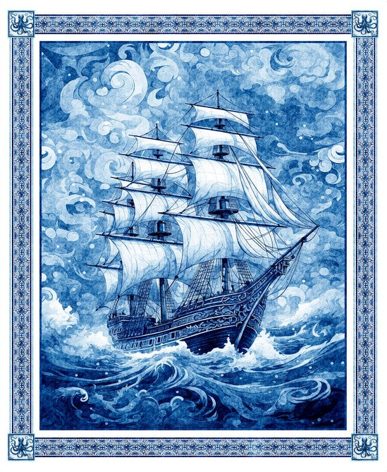 Ocean Blues Panel - Ship Blue