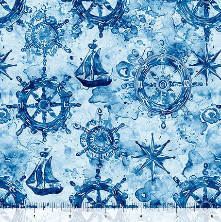 Ocean Blues - Ship Wheels Blue