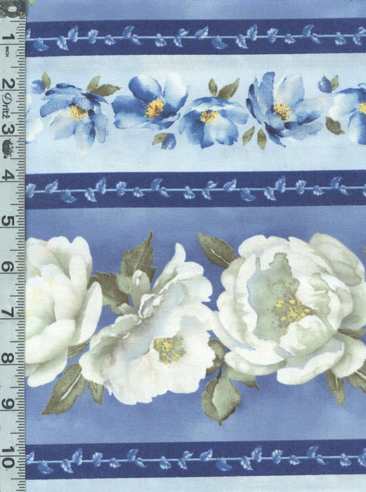 Blue Harmony - Floral Stripes Blue