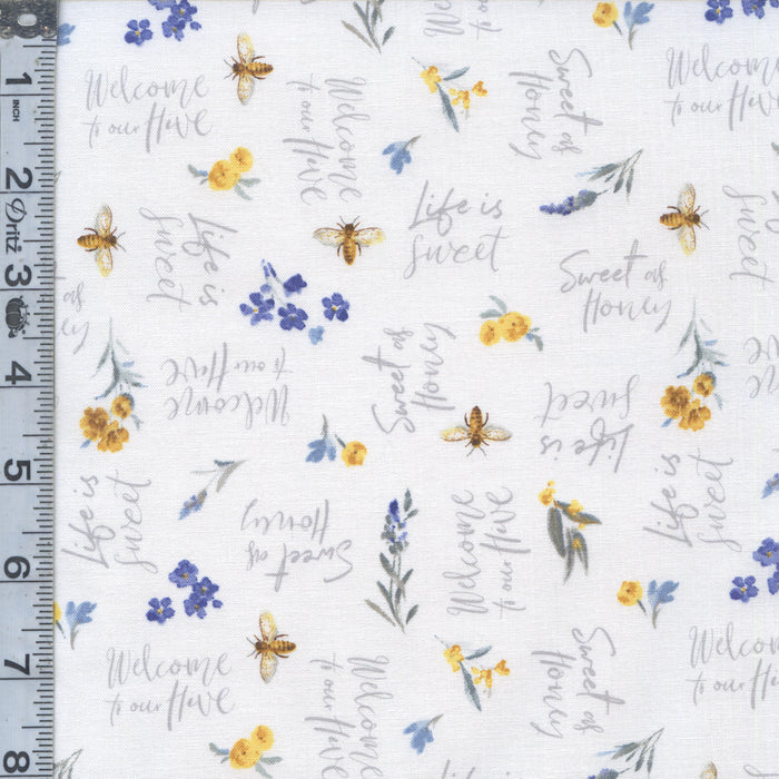 Bees & Blooms - Words All Over White
