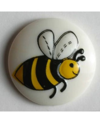 Novelty Button 18mm Bumble Bee - White