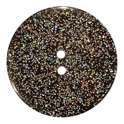 Fashion Button 28mm - Circle Black Sparkle