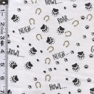 Furr-Ever Friends Flannel - Paw Prints Gray