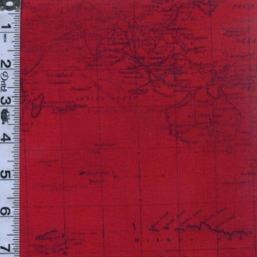 Sea Navigation 108" Wide - World Map Red
