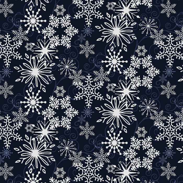 Joyful Snowmen - Snowflakes Navy