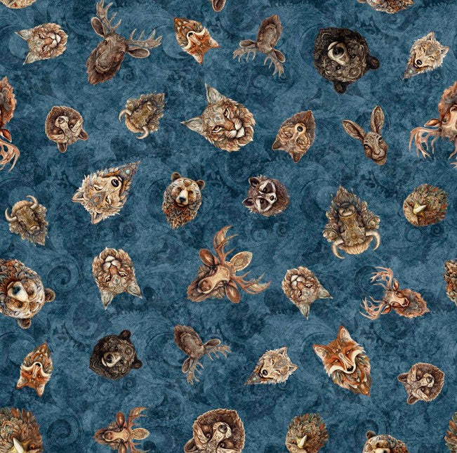 Enchanted Forest - Animal Head Toss Denim