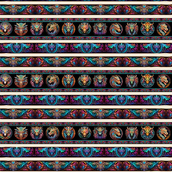 Dragon's Song - Border Stripe Multi