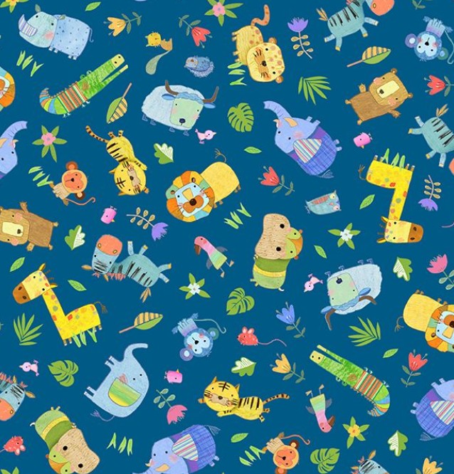 Jungle Friends - Baby Jungle Animal Navy