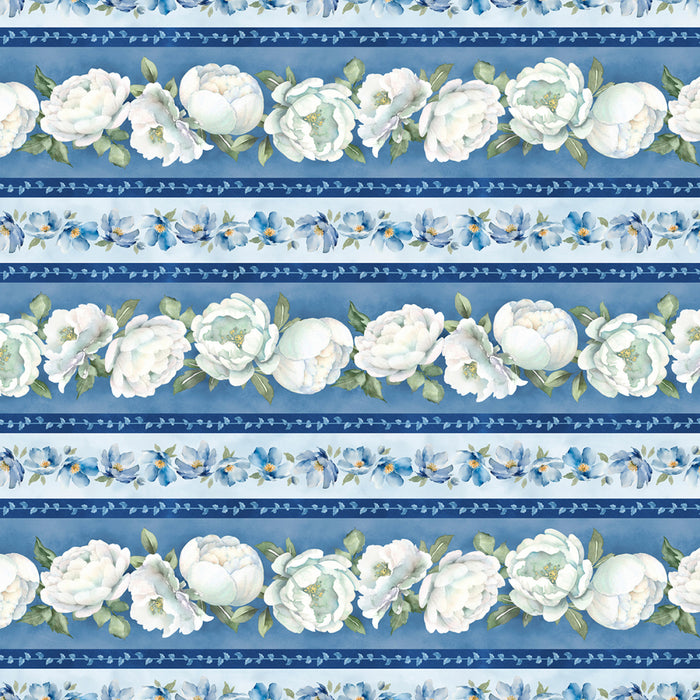 Blue Harmony - Floral Stripes Blue