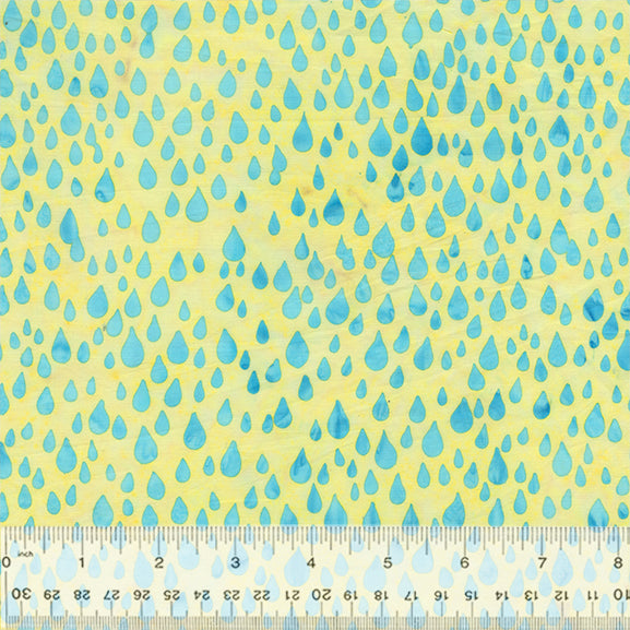 Lollypop Batiks - Raindrops Canary Blue