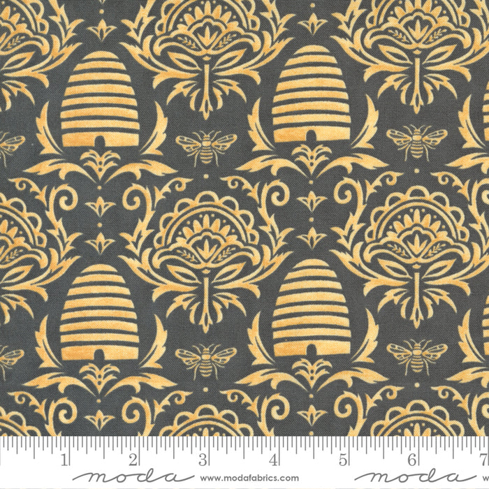 Honey & Lavender - Bee Skep Damask Charcoal