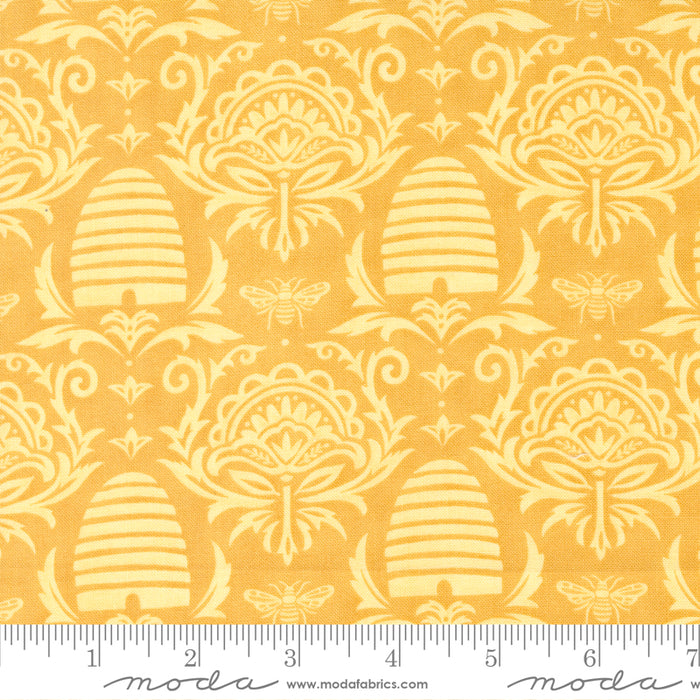 Honey & Lavender - Bee Skep Damask Daisy Yellow