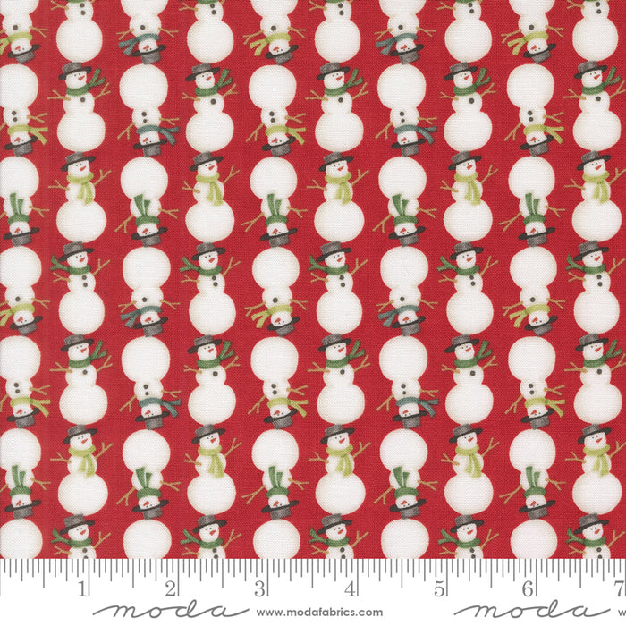 Winter Friends - Stacked Snowmen Berry Red