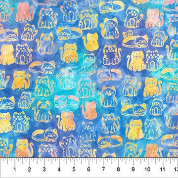 Meow Meow Batiks - Kitties Blue Seaglass