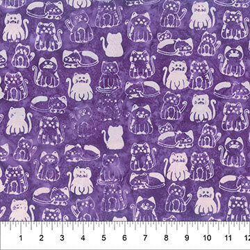 Meow Meow Batiks - Kitties Plum