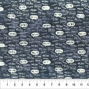 Meow Meow Batiks - Words Charcoal