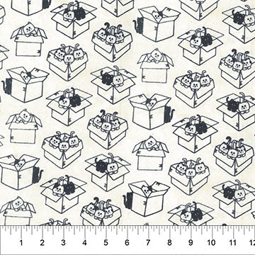 Meow Meow Batiks - Cat Boxes Cream