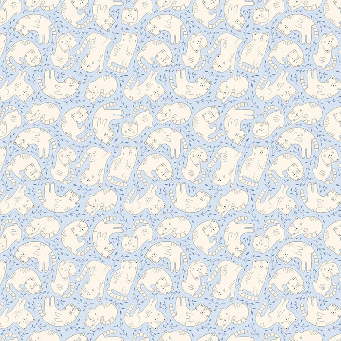 Kitten Fun - Tossed Kittens Light Denim
