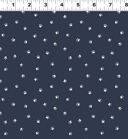 Kitten Fun - Paw Prints Navy Blue
