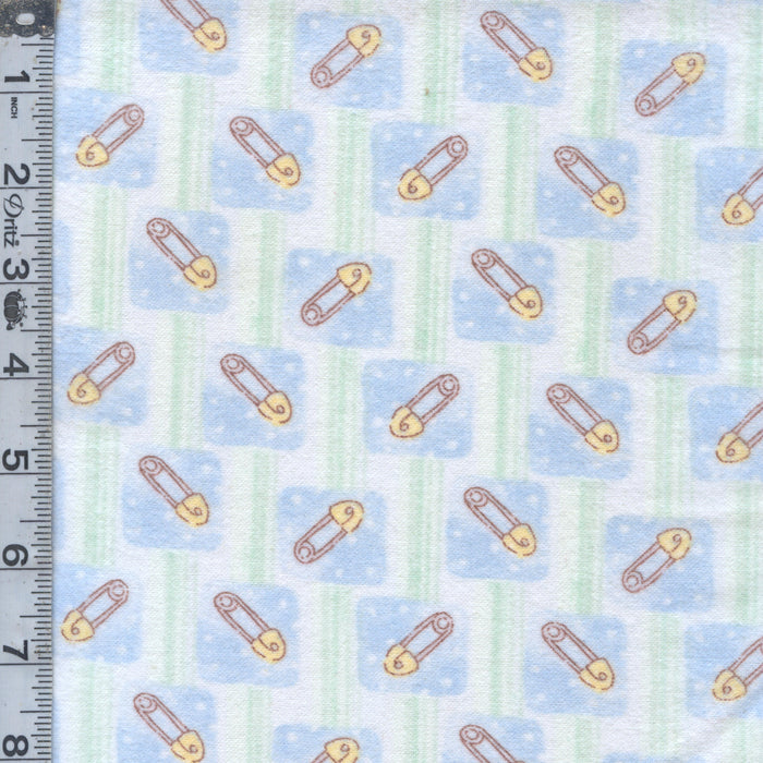 Sweet Safety Pins Flannel - Blue