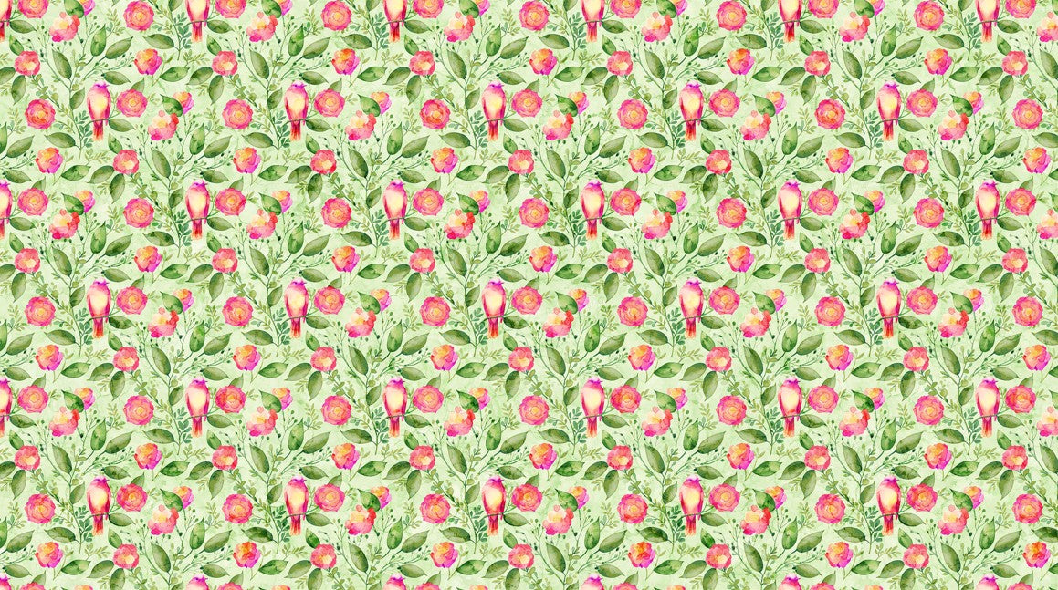 Veranda - Floral & Bird Pale Green