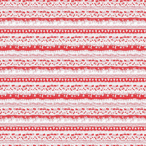 Redwork Christmas - Stripes Red