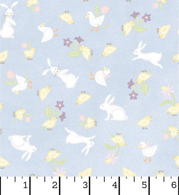 Little Chicks Flannel - Bunnies & Chicks Blue
