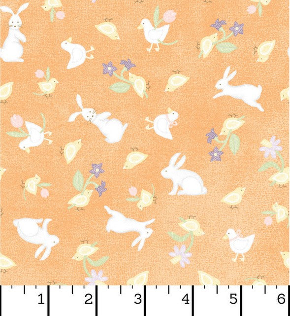 Little Chicks Flannel - Bunnies & Chicks Orange