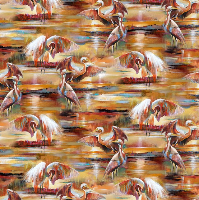 Tranquil Tides - Egrets Ochre/Multi