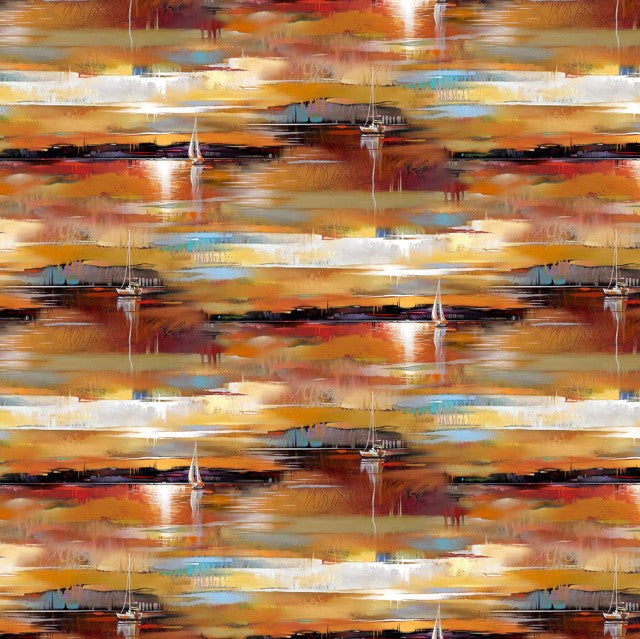 Tranquil Tides - Sailboats Ochre/Multi