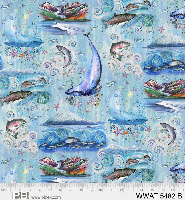 Wild Waters - Sea Animals Blue 13" Remnant