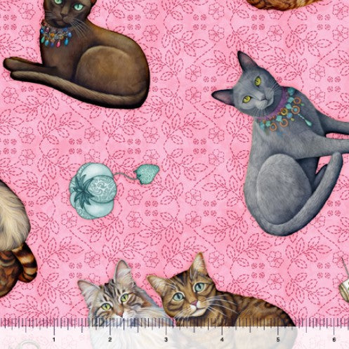 Quilt Room Kitties - Cat Toss Pink