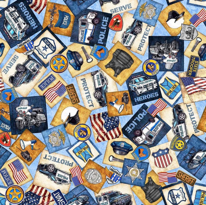 American Heroes Police - Police Motifs Blue