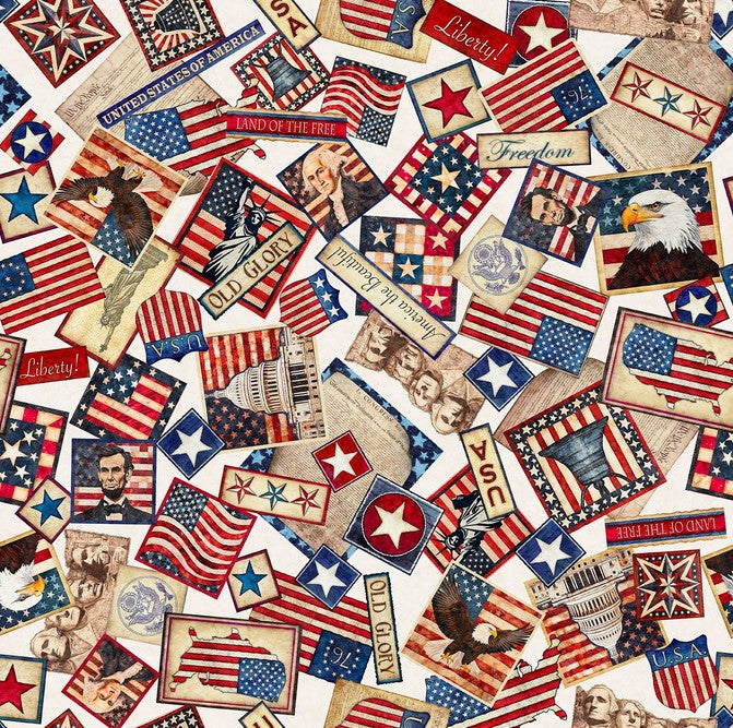 American Tapestry - Patriotic Collage Cream