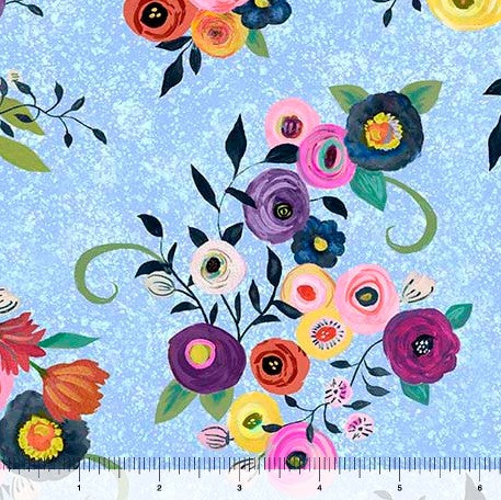 Blooming Bouquet - Floral Toss Blue