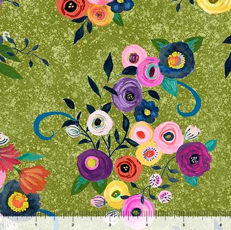 Blooming Bouquet - Floral Toss Olive