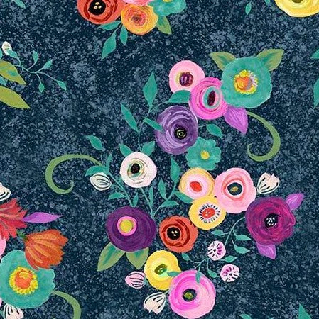 Blooming Bouquet - Floral Toss Navy