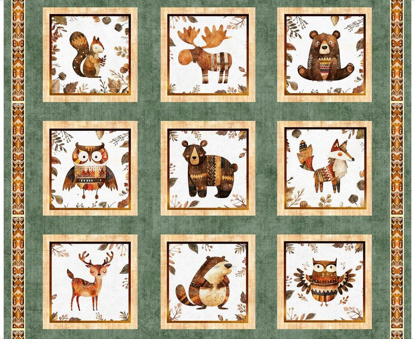Bearsville Panel - Picture Patches Dark Sage