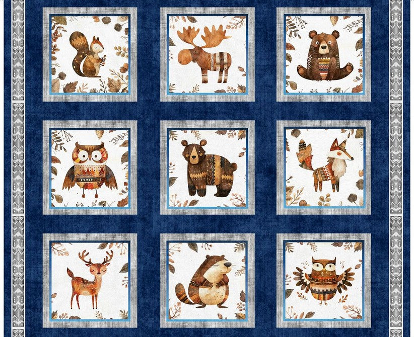 Bearsville Panel - Picture Patches Navy