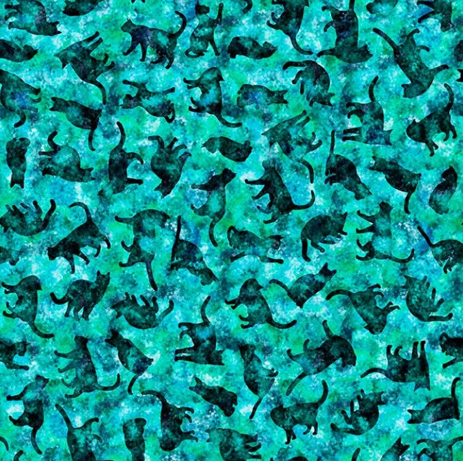 Feline Fantasia - Cat Silhouettes Turquoise