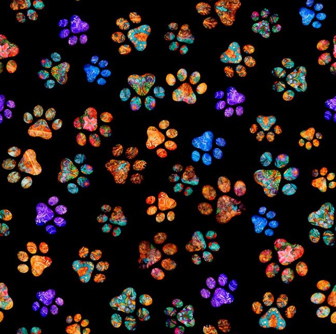 Feline Fantasia - Paw Prints Black